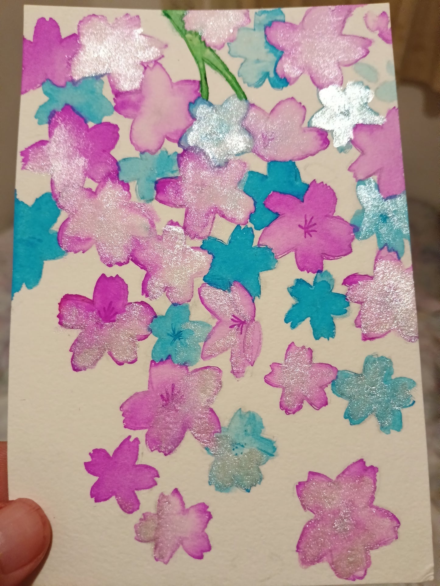 Flower and Plant Motif Ink Art