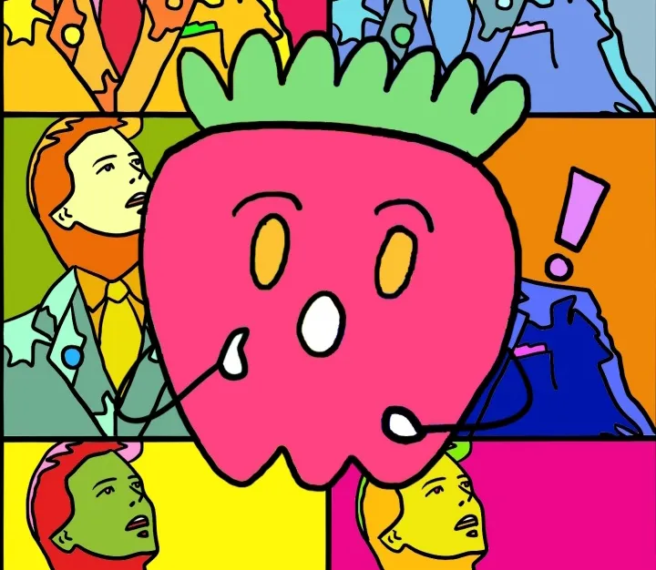 Strawberry with Mark Hughes in Andy Warhol style