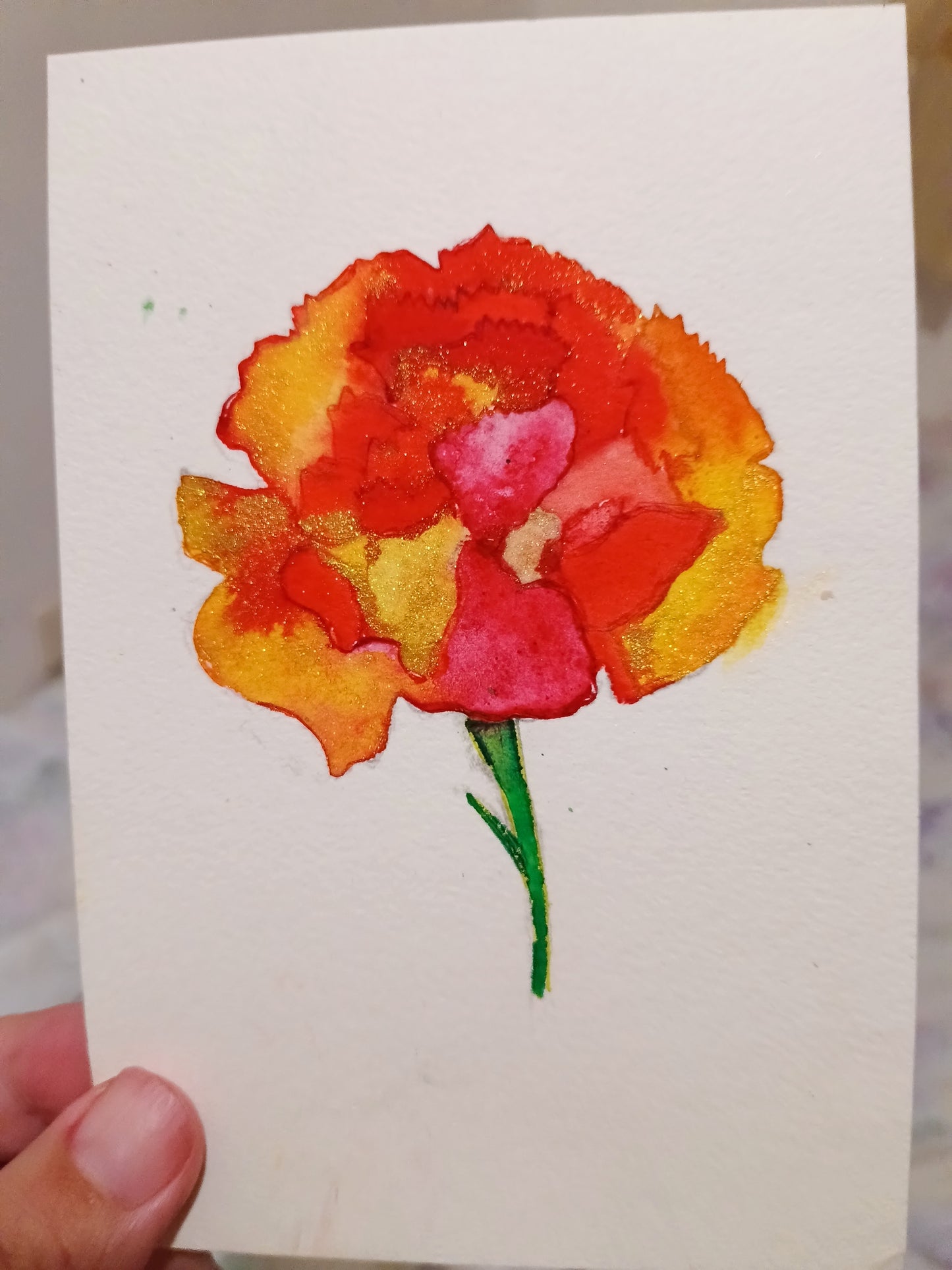 Flower and Plant Motif Ink Art