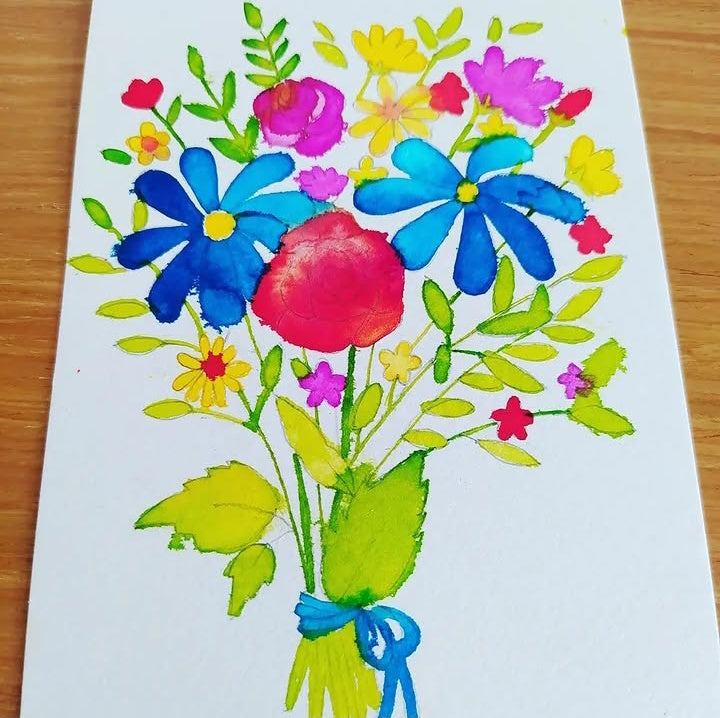 Flower and Plant Motif Ink Art