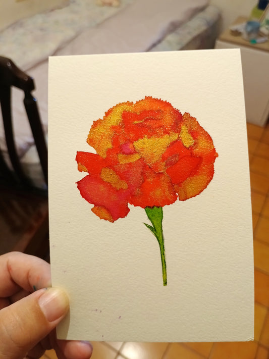 Flower and Plant Motif Ink Art